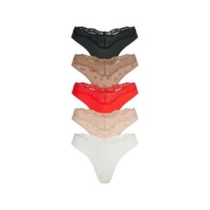 SKIMS Fits Everybody Dipped Thong 5-Pack - Sketched Hearts Multi